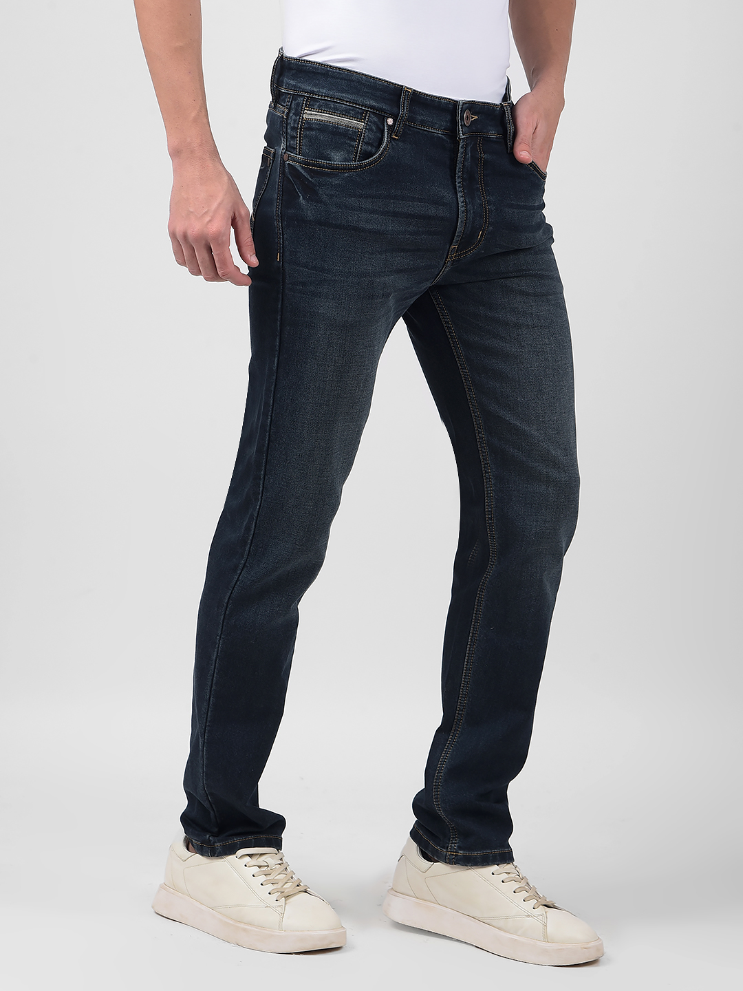 Numero Uno Men Solid Dark Blue Jeans